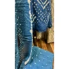 Azure Plume Cotton Satin Suit with Shibori-Hemmed Mal Dupatta