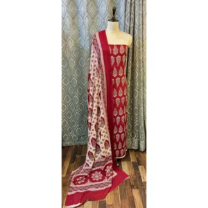 Crimson Earth Cotton Suit with Sindhi Ajrakh Artistry