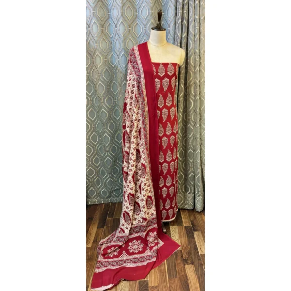 Crimson Earth Cotton Suit with Sindhi Ajrakh Artistry