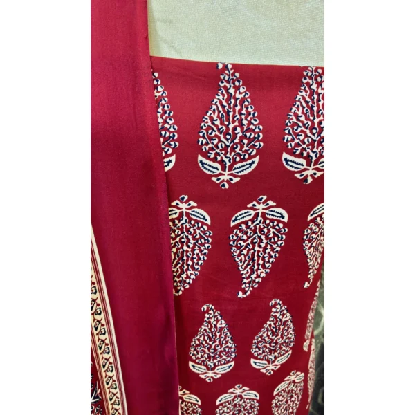 Crimson Earth Cotton Suit with Sindhi Ajrakh Artistry