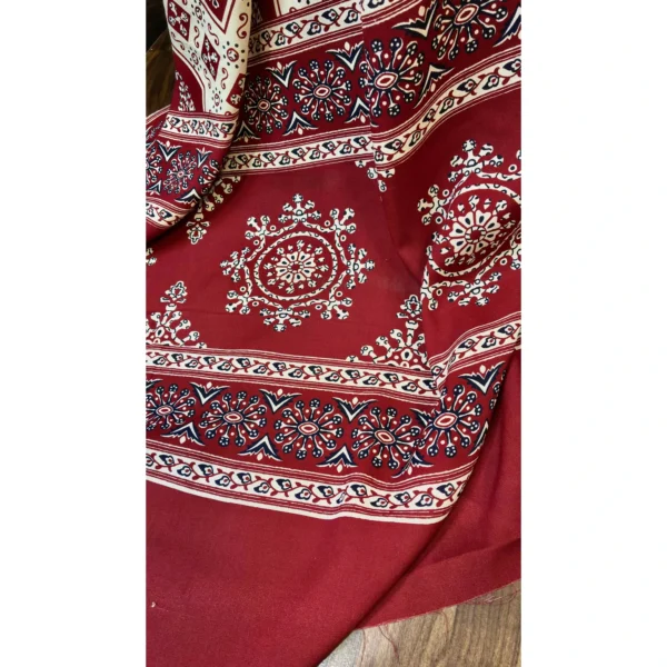 Crimson Earth Cotton Suit with Sindhi Ajrakh Artistry