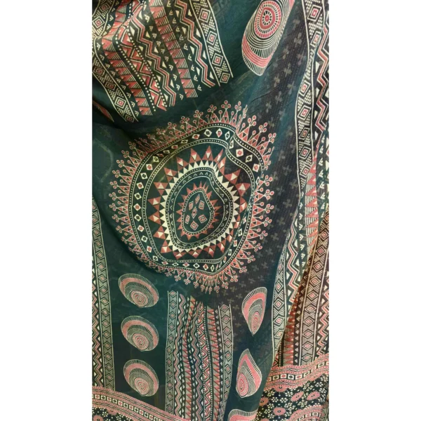 Crimson Vine Cotton Suit with Kantha Stitch & Hand-Block Print