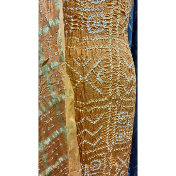 Golden Sun Gajji Silk Suit with Dual-Tone Bandhani