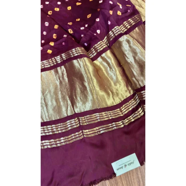 Heritage Maroon Gajji Silk Dupatta with Dual Bandhej & Hand-Block