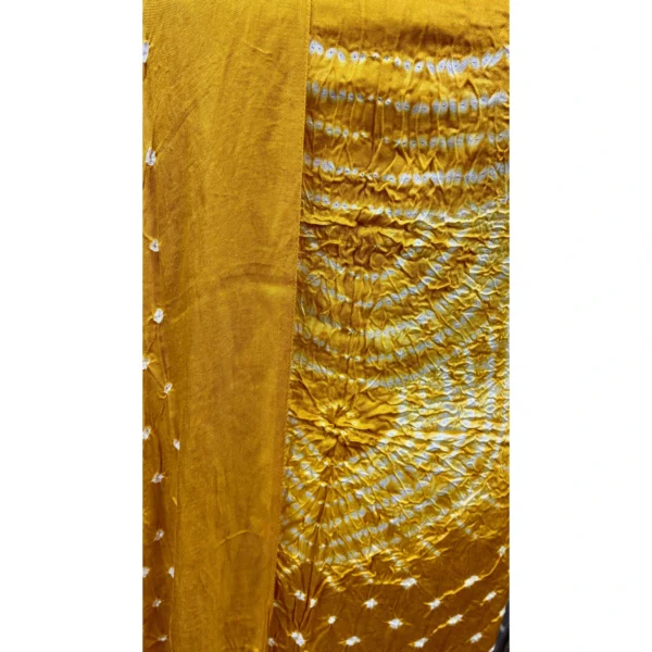 Heritage Mustard Yellow Gajji Silk Suit with Needle Shibori & Bandhani Artistry