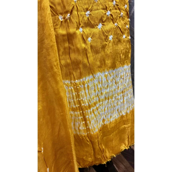 Heritage Mustard Yellow Gajji Silk Suit with Needle Shibori & Bandhani Artistry