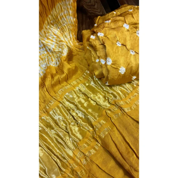 Heritage Mustard Yellow Gajji Silk Suit with Needle Shibori & Bandhani Artistry