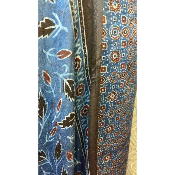 Indigo Earth Gajji Silk Suit with Hand-Block Ajrakh