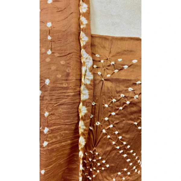 Ochre Sunset Cotton Satin Suit with Shibori-Hemmed Mal Dupatta