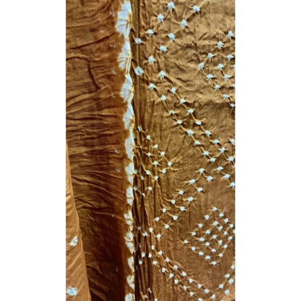 Ochre Sunset Cotton Satin Suit with Shibori-Hemmed Mal Dupatta