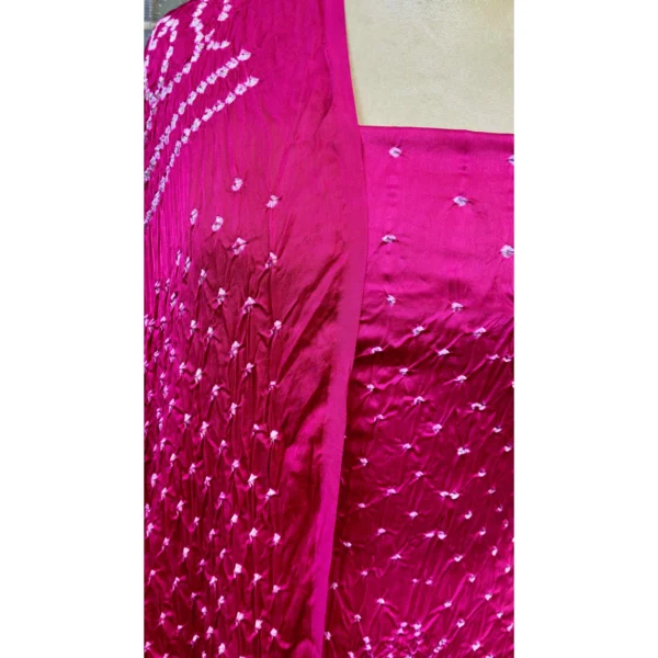 Rose Quartz Cotton Gajji Silk Suit with Mor Pankhi Bandhani