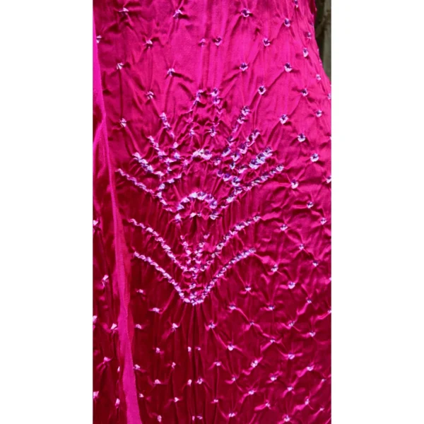 Rose Quartz Cotton Gajji Silk Suit with Mor Pankhi Bandhani