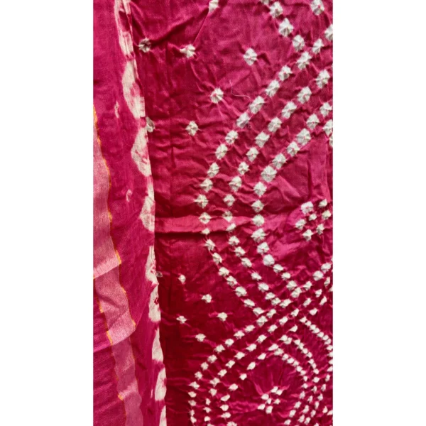 Rose Quartz Cotton Satin Suit with Striped Shibori-Hemmed Dupatta