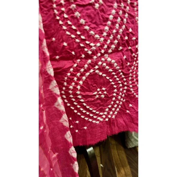 Rose Quartz Cotton Satin Suit with Striped Shibori-Hemmed Dupatta