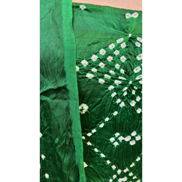 Verdant Forest Cotton Gajji Silk Suit with Hand-Tied Bandhani