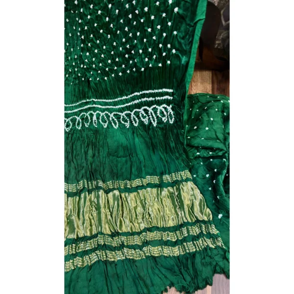 Verdant Forest Cotton Gajji Silk Suit with Hand-Tied Bandhani