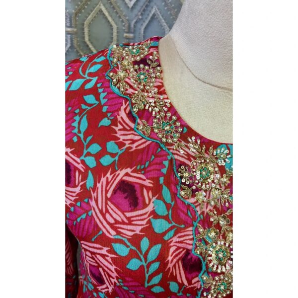 Fuchsia Petal Chinon Gharara Set with Digital Artistry