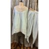 Powder Blue Chinon Dhoti Set with Mirror & Moti Artistry