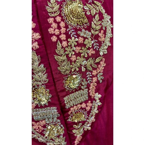 Fuchsia Dhoti Set with Ornate Zardozi Neckline