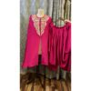Fuchsia Dhoti Set with Ornate Zardozi Neckline