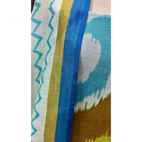 Azure Mustard Mul Chanderi Ikat Suit