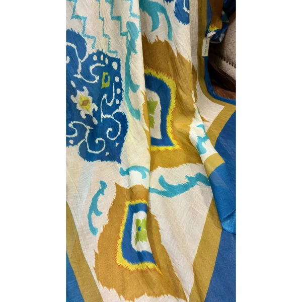 Azure Mustard Mul Chanderi Ikat Suit