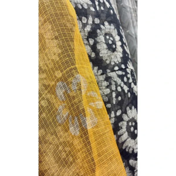 Charcoal and Mustard Pure Kota Batik Suit