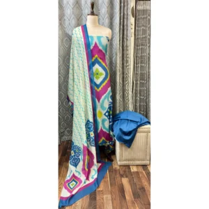 Magenta Azure Mul Chanderi Ikat Suit