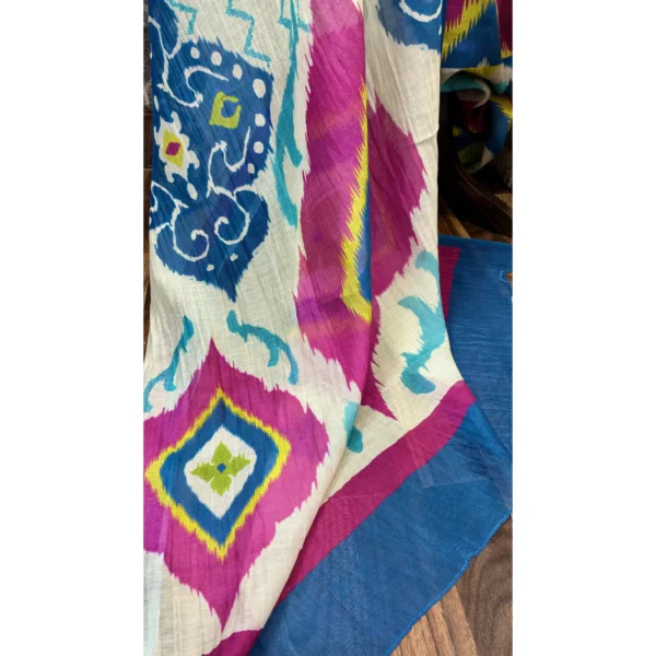 Magenta Azure Mul Chanderi Ikat Suit