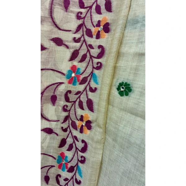 Oatmeal Meadow Cotton Chanderi Suit