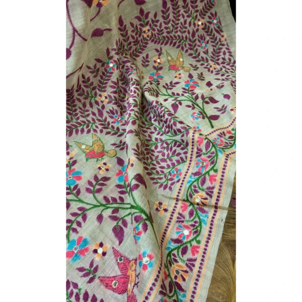 Oatmeal Meadow Cotton Chanderi Suit