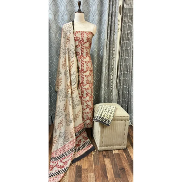 Ochre Terracotta Cotton Chanderi Suit