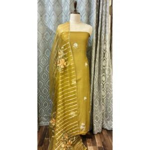 Olive Gold Mul Chanderi Suit