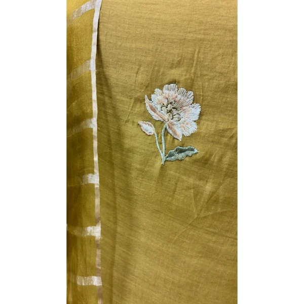 Olive Gold Mul Chanderi Suit