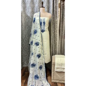 Porcelain Blue Mul Chanderi Suit