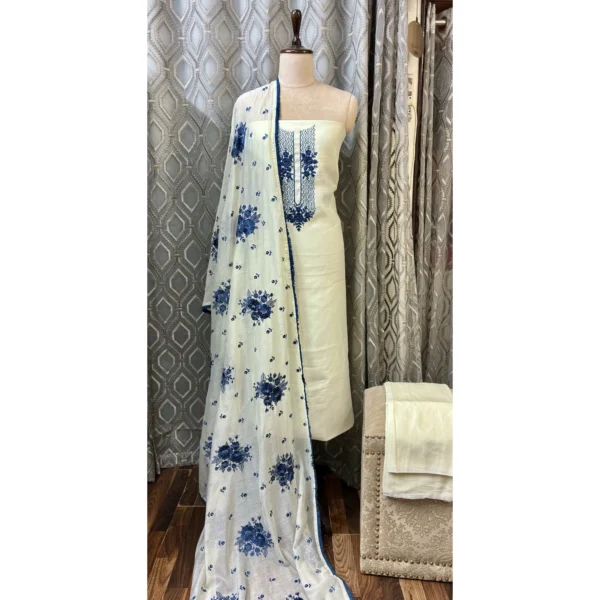 Porcelain Blue Mul Chanderi Suit
